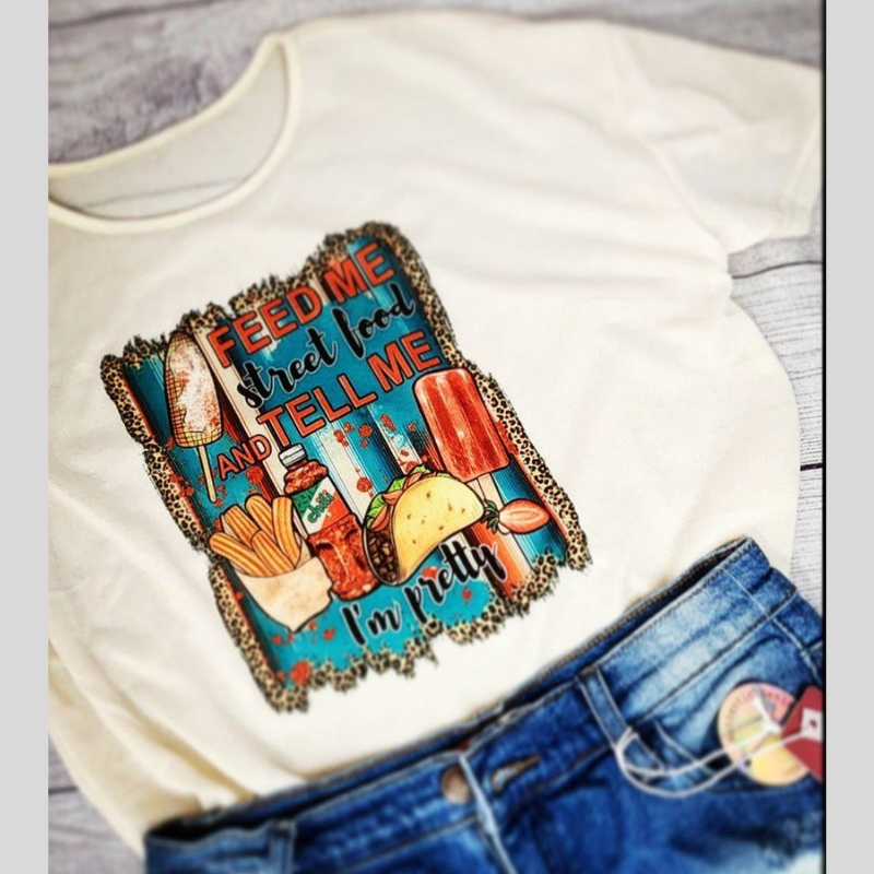 Feed me street food and tell me I'm pretty! Cute Relaxed Fit Cropped Top!