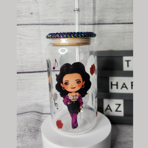 Selena 16 oz Glass can with Bedazzled lid!